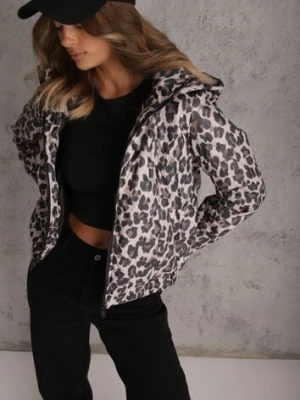 Różowa Panterkowa Kurtka z Odpinanym Kapturem Anastaera swest