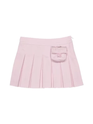 Różowa Plisowana Mini Spódnica z Logo Fendi