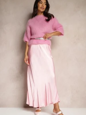 Różowa Rozkloszowana Spódnica Satynowa z Wiskozy Rihaniel jumelle