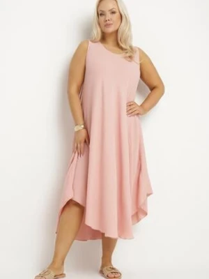 Różowa Rozkloszowana Sukienka z Bawełną Nairilo j&x