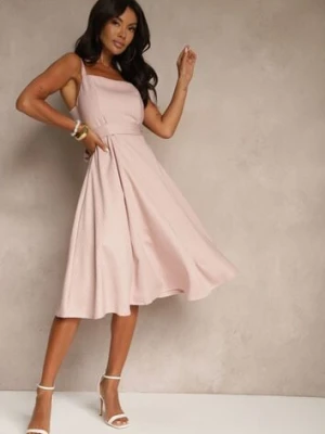 Różowa Rozkloszowana Sukienka z Wiskozą w Paski Dolavessa ann gissy