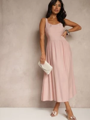 Różowa Rozkloszowana Sukienka z Wiskozy Milunisa lovery