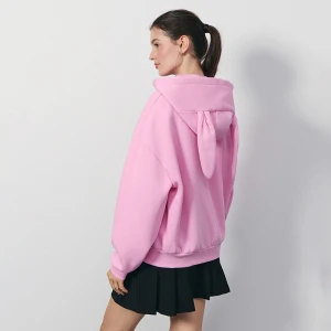 Różowa rozpinana bluza z kapturem i uszkami House