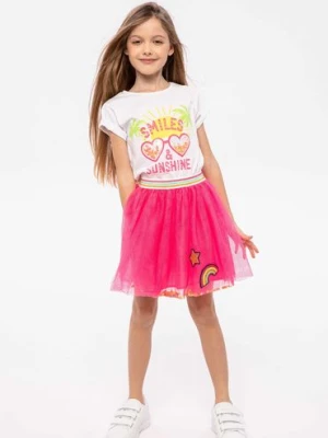 Różowa spódnica krótka dziewczęca z cekinami Minoti