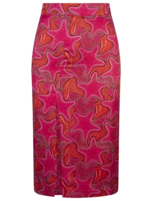 Różowa Spódnica Midi z Jedwabiu w Gwiazdy Alessandro Enriquez