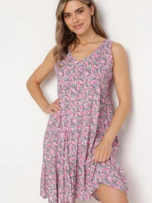 Różowa Sukienka Bawełniana Bez Rękawów na Lato Biazena
