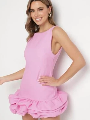 Różowa Sukienka Bombka z Falbankami Efandriela allyson