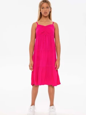 Różowa sukienka dziewczęca na lato z wiskozy Minoti