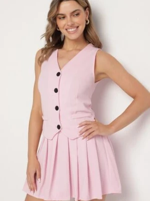 Różowa Sukienka Góra w Stylu Kamizelki i Rozkloszowany Dół Eviraia new collection