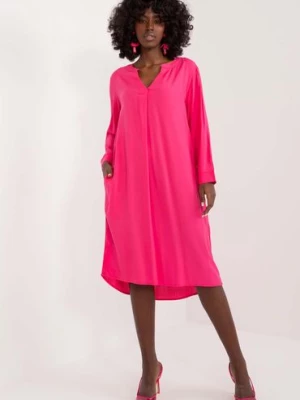 Różowa sukienka koszulowa oversize Sublevel z wiskozy