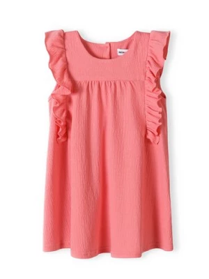 Różowa sukienka letnia dla niemowlaka z falbankami Minoti