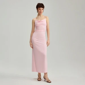 Różowa sukienka maxi bodycone na ramiączkach House