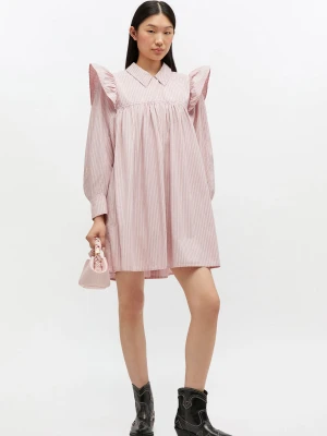 RÓŻOWA SUKIENKA MINI Z FALBANAMI GANNI