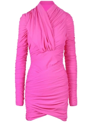 Różowa Sukienka Mini z Marszczeniami - Elegancka i Stylowa AZ Factory