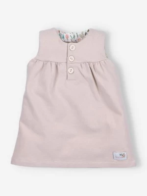 Różowa sukienka niemowlęca na ramiączkach PINK FLOWERS z bawełny organicznej NINI