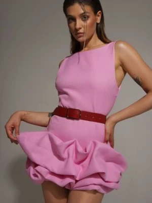 Różowa Sukienka w Stylu Bombki z Ozdobną Falbaną Efavara allyson