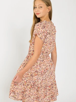 Różowa sukienka z falbanami w kwiaty dla dziewczyny Reporter