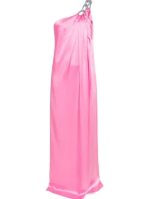 Różowa Sukienka z Satynowym Wykończeniem i Ozdobami z Kryształów Stella McCartney
