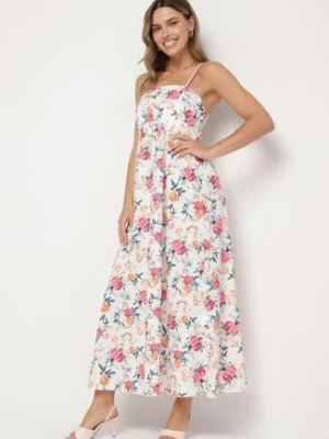 Różowa Sukienka z Wiskozą o Rozkloszowanym Kroju w Kwiaty Nalorene ann gissy