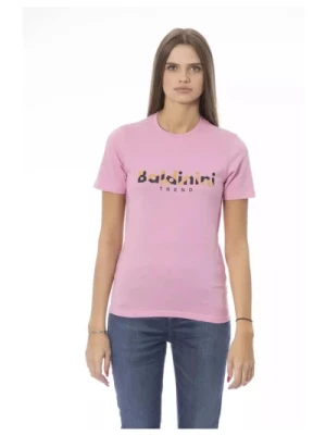 Różowa T-shirt z nadrukiem Baldinini