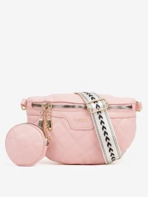 Różowa Tłoczona Nerka z Napisem i Portmonetką Alisavi versoli