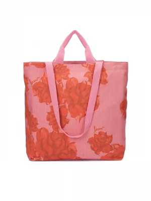 Różowa torebka z tkaniny w kwiecisty wzór Kazar