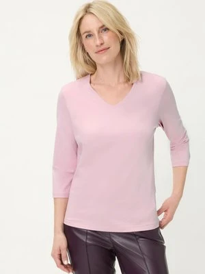 Różowa wiskozowa bluzka damska Edda z dekoltem V – Liaison en Vogue Olsen