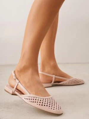 Różowe Ażurowe Baleriny z Paskiem z Klamerką i Kwadratowym Noskiem Veradisa ideal