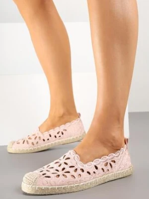 Różowe Ażurowe Espadryle Vices z Plecionym Sznurkiem Arivila