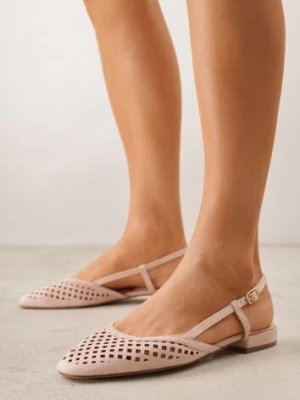 Różowe Baleriny Slingback z Kwadratowym Noskiem i Ażurową Cholewką Jurria ideal