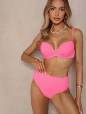 Różowe Basicowe Bikini Biustonosz i Majtki Figi Natonea