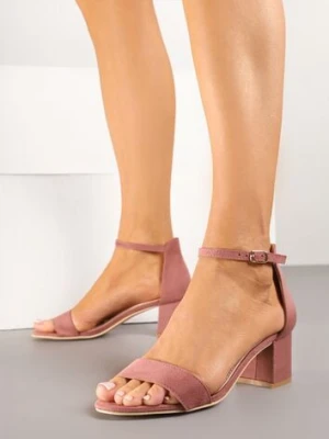 Różowe Basicowe Sandały na Słupku Vices z Paskiem Wokół Kostki Varhira