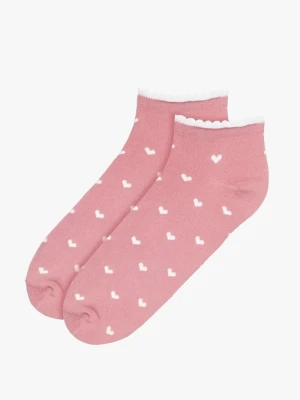 Różowe bawełniane skarpetki w serduszka Ryłko