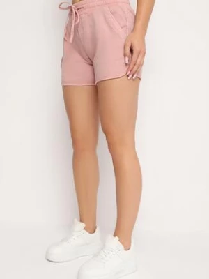 Różowe Bawełniane Szorty z Gumką w Talii Cazorea