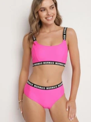 Różowe Bikini Sportowa Góra i Majtki Typu Figi z Napisami Nevianea