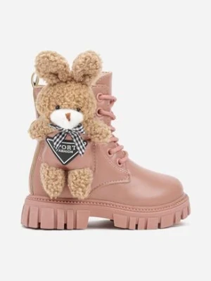 Różowe Botki Typu Workery z Królikiem 3D Zozrise