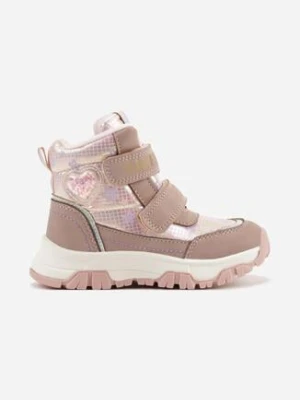 Różowe Botki Vices w Kwiatki z Metalicznym Sercem Nelusea