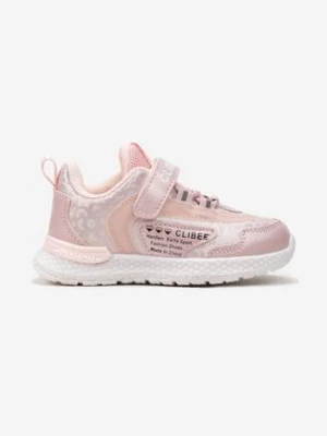 Różowe Brokatowe Buty Sportowe na Rzep z Ozdobnym Napisem Noralie
