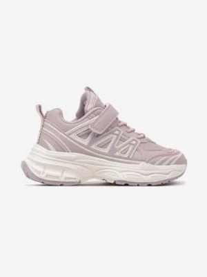Różowe Buty Sportowe Sneakersy na Grubej Tłoczonej Podeszwie z Geometrycznym Wzorem Loremaine