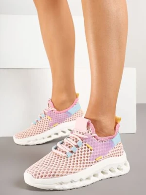 Różowe Buty Sportowe Sneakersy Siateczkowe na Tłoczonej Platformie Lurilia ideal