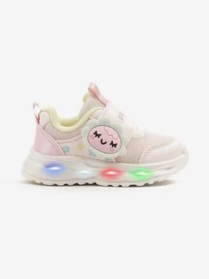 Różowe Buty Sportowe Sneakersy z Aplikacjami 3D i Lampkami LED Seneseta