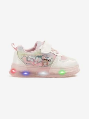 Różowe Buty Sportowe Sneakersy z Ledami Brokatem i Bajkową Aplikacją Sonitiela