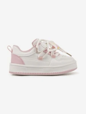 Różowe Buty Sportowe Sneakersy z Ozdobnym Sznurowaniem i Rzepem Davielisse