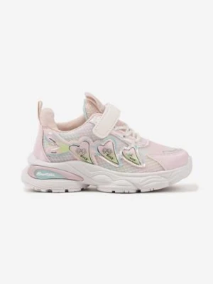 Różowe Buty Sportowe Sneakersy z Ozdobnymi Aplikacjami i Rzepem Zalissea