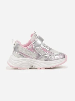 Różowe Buty Sportowe Sneakersy z Rzepem i Siateczkowymi Wstawkami Benirla