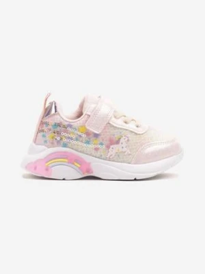 Zdjęcie produktu Różowe Buty Sportowe Sneakersy z Tęczą Gwiazdami Jednorożcem i Ledami Ularivena
