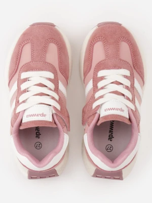 Różowe Buty Sportowe Sneakersy z Zapięciem na Rzep ze Skórzaną Wkładką Myrietara Apawwa