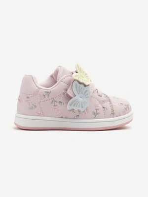 Różowe Buty Sportowe Sneakersy ze Skórzaną Wkładką i Aplikacjami Nilavira