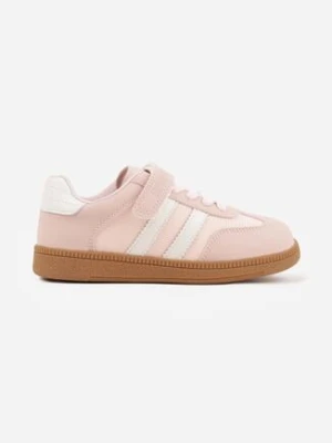 Różowe Buty Sportowe Sneakersy ze Skórzaną Wkładką i Paskami Fyrora apawwa