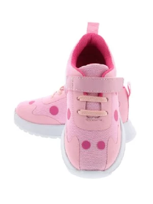 Różowe buty sportowe w grochy dla dziewczynki na rzep Flyee